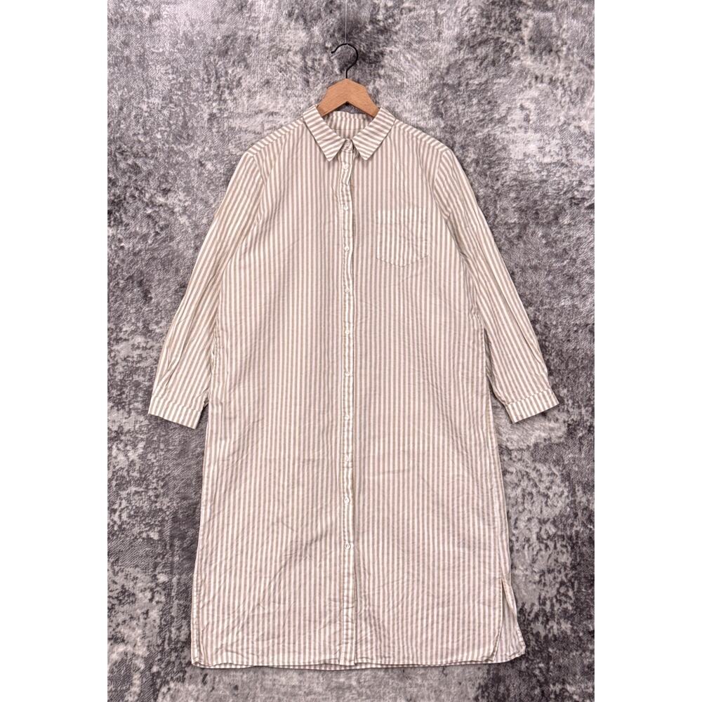 Striped Long Shirt Dress - Neutral Stripe